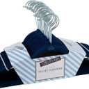 Simplify 25 Pack Kids Velvet Hangers | Slim | Non-Slip Design | Space Saving | Childrens Clothes | Shirts | Pants | Dresses | Baby Nursery | Closet Storage & Organization | Navy