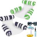 Extra Large Inflatable Pool Floats for Adults  Oversized Floating Lounger Hammock with Soft Fabric Cover & Mesh Bottom, Sofa-Style Water Chair for Pool, Beach & Vacation Relaxation (Blue Stripe + Green Stripe Theme)