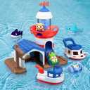 iPlay, iLearn Bath Toys for Toddlers 2-4, Kids Lighthouse Bathtub Shower Toy Set, Wind up Swimming Boat, Baby Bathtime Floating Fish Water Play, Fun Birthday Gifts for 18 Month 3 5 6 Year Old Boy Girl