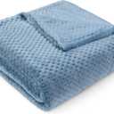 PAVILIA Dusty Blue Throw Blanket for Couch Bed, Soft Fleece Throws for Sofa Chair, Fuzzy Waffle Textured Blanket, Cozy Warm Lightweight All Season Blanket Throw, 50x60