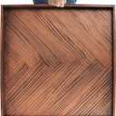 Wooden Serving Tray with Leather Handles, 24x24 in
