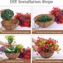 Hananona 2 Set Artificial Outdoor Flowers with Hanging Basket, 2 Hanging Planters with 24 Pcs Flowers for Spring Summer Front Porch Garden Patio Home Decor (2, Red, Purple, Yellow, Rose Red)