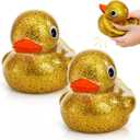 Goaste 2 Pack Giant Glitter Rubber Ducks, 6.7 Inch Big Yellow Ducky, Large Sparkly Toy Duckies with Squeaky Sound, Bathtub Floating Rubber Ducks for Baby Shower, Birthday Party, Summer Beach