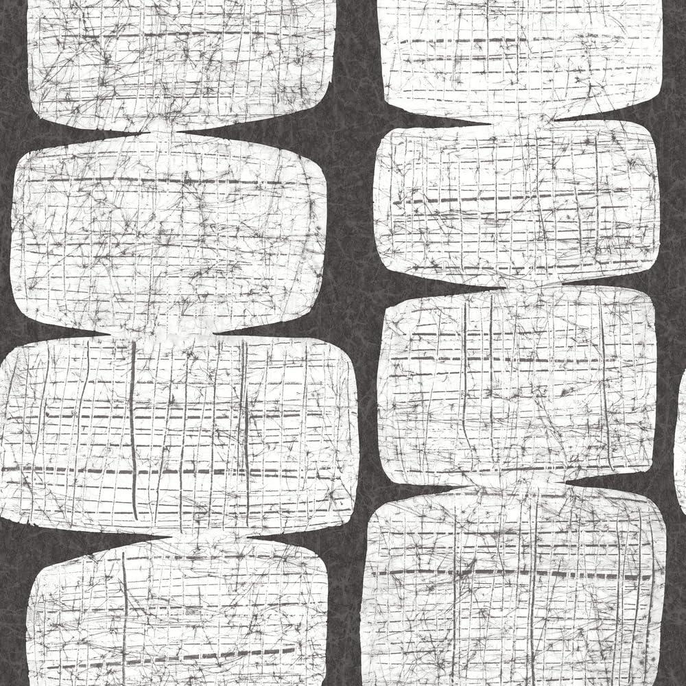 RoomMates RMK12348PL Mid-Century Beads Peel and Stick Wallpaper, Black, White