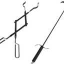 36-Inch Fireplace Fire Pit Campfire Poker Stick and 26-Inch Campfire Fireplace Tongs, Log Grabber, Camping, Wood Stove, Outdoor and Indoor Use, Black Solid Steel