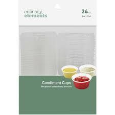 Culinary Elements Clear Plastic Condiment Cups with Lids Count of 24