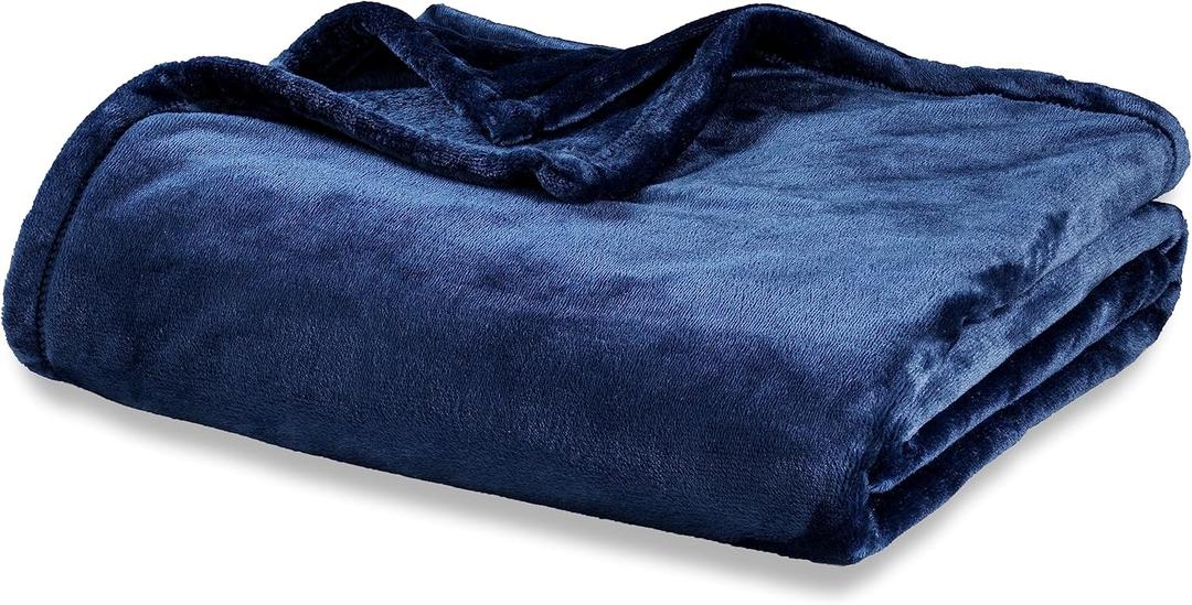 Berkshire Blanket Classic VelvetLoft Solid Throw Blanket, Lightweight Soft Fuzzy Plush Throw Blanket for Bed and Couch, Dress Blues, 50x60 Inches