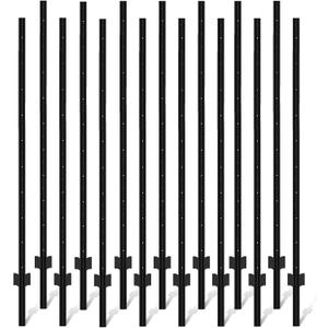 Metal Fence Posts 6ft, Heavy Duty Garden Post Pack 15, Outdoor Black