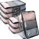 6 Pieces Large Clear Travel Packing Cube Clear Vinyl Zippered Storage Bags See Through Moving Bag PVC Multipurpose Pouch with Handle for Suitcase Shirts Dress Storage (Gray, 15.8 x 10.2 x 3.9 Inch)