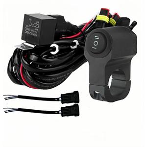LINJIE Motorcycle Double Color/High Low Beam Wiring Harness Kit 12V Relay Double Color Spot Lights Wiring On Off Waterproof Switch Motorcycle High Low Beam Wiring Kit (5.75ft), Black