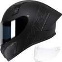 CYRIL Full Face Motorcycle Helmet DOT Approved for Adults, Street Racing | Matte Black, Large