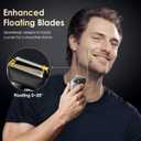 Electric Razor for Men, Foil Shaver and Beard Trimmer for Dry and Wet,Battery LED Display USB-C Fast Charge, IPX7 Waterproof Portable Travel Shaver (Charcoal Black)