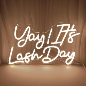 Neon Sign for Wall Decor, Warm White LED Light, Lash Day, Salon Decoration, USB Powered