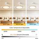 42'' Retractable Chandelier Ceiling Fan, White+Natural Wood