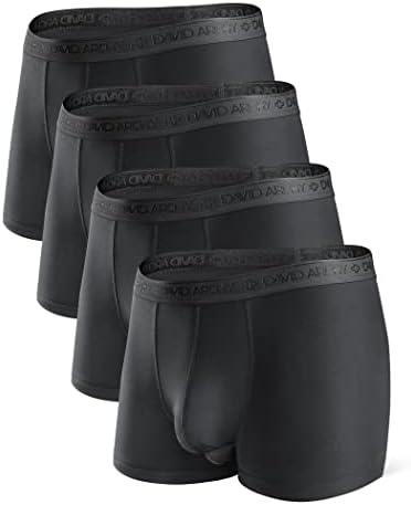 DAVID ARCHY Men's Underwear Ultra Soft Modal Dual Pouch Trunks Ball Pouch Bulge Enhancing Boxer Briefs for Men 3 or 4 Pack, L