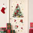 Mfault Christmas Tree Cardinal Wall Decals Stickers, Xmas Gifts Red Birds Poinsettia Snowflake Decorations Bedroom Art, Winter Holiday Pine Cone Needle Candy Cane Home Kitchen Decor