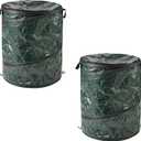 29.5-Gallon Pop up Outdoor Garbage Can Set - Set of 2 Collapsible Trash Cans for Parties, Yard Waste, or Laundry - Camping Accessories by Wakeman