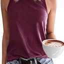 Langwyqu Womens' Crewneck Sleeveless Summer Casual Loose Fit Basic Shirt, M, Magenta