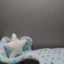 Toddler Couch, 2-in-1 Kids Soft Couch Fold Out with Star Pillow, Foldable Sofa to Lounger, Medium, Colorful Heart (Lake)