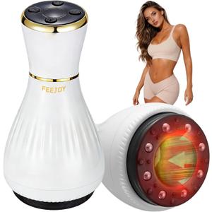Electric Lymphatic Drainage Massager with Pulse Therapy & Heat 12-Level Cupping Massage Device for Cellulite Reduction, Body Sculpting, Deep Tissue Pain Relief & Muscle Recovery, White