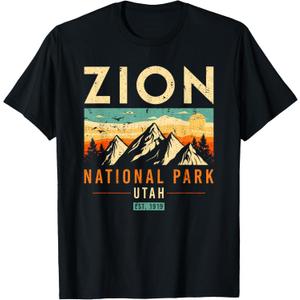Zion Est 1919 Utah Vintage Retro National Park Youth T-Shirt, M
