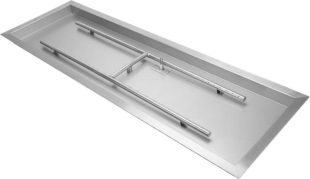 Stanbroil 48 x 14 Inch Rectangle Drop-in Fire Pit H-Burner Pan, Gas Fire Pit Insert for Outside DIY Fire Table, 304 Stainless Steel, BTU 185,000 Max