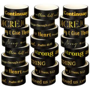 2 x Janlaugh 24 Rolls Christian Washi Tape for Bible Journaling Black Gold Bible Verse Decorative Tape Bulk Religious Inspirational Scripture Supplies Gifts for Arts DIY Crafts Journals Wrapping (0.6 Inch)
