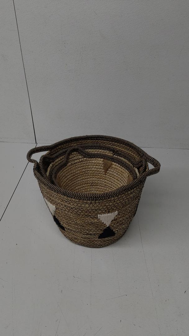 Nesting Woven Baskets With Handles, Set Of 3