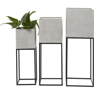 Deco 79 Metal Square Planter with Removable Stand, Set of 3 30", 26", 22"H, Light Gray