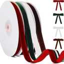 YANGTE 4 Colors Velvet Ribbon Set, 3/8" x 40Yard Premium Christmas Velvet Ribbon for Gift Wrapping, Christmas Tree Ornaments Handmade Crafts Bow MakingRed,Green,White,Brown