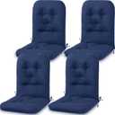 4 Set Outdoor High Back Chair Cushions 47 x 20 Inch Rocking Chair Cushions Waterproof Fade Resistant Comfort Replacement Seat Pads with Ties for Patio Lawn Yard Porch Home Office(Navy Blue)