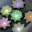 12 PCS Floating Lotus Lights - Artificial LED Lotus Waterproof Battery Operated Water Activated Color Changing Fake Lily Pad Lights for Pool Pond Lantern Garden Outdoor Decor