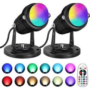 SUNVIE RGBW Christmas Spot Lights Indoor 6W Uplighting Indoor with Remote Color Changing Up Lights Indoor 120V Spotlights Indoor LED Uplights Indoor Accent Lighting for Party Plant Decor, 2 Pack