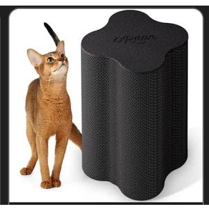 ORNAN Art Cat Scratching Post – Black,Four Leaf Clover Shape,Environmentally Friendly Corrugated Paper,Simple Design – for All Cats,Vertical Cat Scratching Board,Protecting Furniture Cat Scratch Pad.