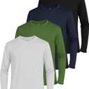 Real Essentials 4 Pack: Boys' Mesh Long Sleeve Athletic T-Shirt - Kids Teens Youth Active Tees Running Tops (Ages 4-18) (Large)