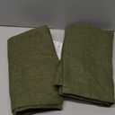 YoungsTex Olive Green Linen Curtains 40 Inch Length - Short Light Filtering Drapes Semi Sheer with Back Tab Rod Pocket for Bathroom Kitchen Window, 2 Panels, 42 X 40 Inch