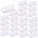 SOUJOY 50 Pack Self Adhesive Sneeze Guard Holder, 3'' x 1.6'' Acrylic Panels Holder Clip, Glass Sign Holder Stand, Desk Dividers Privacy for 0.1 to 5mm Thick