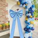 Giant Bow Decoration,Big Bows for Home Wreath Wall Backdrop Wedding Engagement Decor,Double Layer Large Satin Decorative Bows for Birthday Party Baby Shower Room Supplies(Blue Bow,71x18 Inch,Satin)