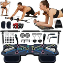 HOTWAVE Portable Exercise Equipment with 16 Gym Accessories.20 in 1 Push Up Board Fitness,Resistance Bands with Ab Roller Wheel,Full Body Workout at Home