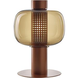 Modern Amber Glass Table Lamp Glass Shade Gold Base Desk Lamp Minimalist Design Living Room Bedroom Office Coffee Shop Dimmable LED Light Decor Ambient Lighting