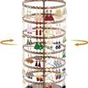 6 Tier Rotating Earring Holder Organizer Stand, Adjustable Metal Display Tree Rack for Women, 480 Hole and Groove Large Storage for Pierced Stud Dangle Hoop, Compact for Small Dresser, Bronze