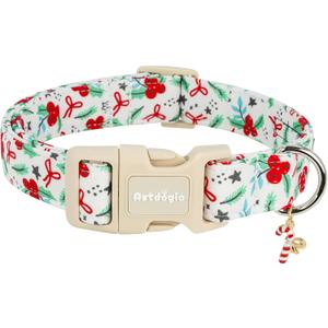 Christmas Dog Collar Small Dog Collars, Winter Dog Collar with Red Berry Pattern, Adjustable Dog Christmas Collar for Girl Boy Dogs, Cute Holiday Collar for Dogs-S