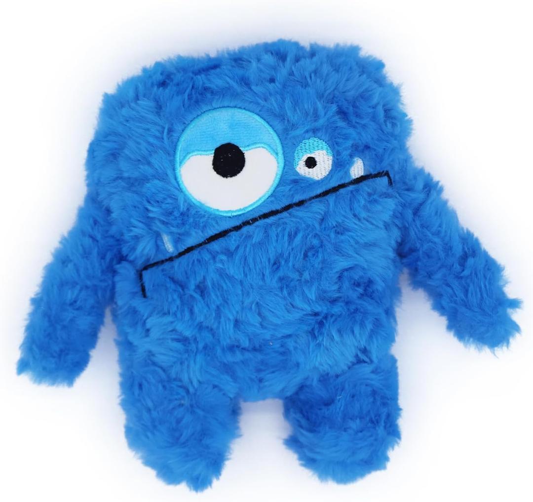 Plush Squeaky Dog Toy, Crinkle Stuffed Dog Toy Keep Them Busy Tug of War Birthday Dog Chew Toy for Small Medium Large Dogs (Blue)