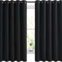 NICETOWN Blackout Curtains Panels for Bedroom, 2 Panels, 66 x 60 Inch, Black, 3 Pass Microfiber Noise Reducing Thermal Insulated Solid Ring Top Blackout Window Drapes