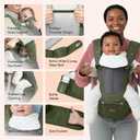 BabbleRoo 6-in-1 Baby Carrier with Hip Seat, Ergonomic Newborn to Toddler Carrier 7–50 lbs, Front Back Hip Carry, Lumbar Support, Sun Hood, Safety-Certified, Seaweed Green