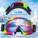 Ski Goggles, OTG Snowboard Goggles for Men Women & Youth, Winter Sport Anti Fog Snow Goggles - UV400 Protection (Rainbow,White)