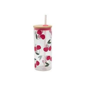 Glass With Bamboo Lid Without Straw Glass With Bamboo Lid Without Straw