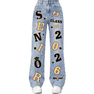 4 x Gersoniel Class of 2026 Senior Iron on Transfers for Jeans Graduation Heat Transfer Stickers 2026 Senior Gift Decorations Iron on Patches for Backpack Jacket T-Shirt DIY Crafts(Black, Gold)