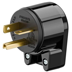 Angled NEMA 5-20P Plug, WINXUS Rotatable 5-20P Replacement Plug Connector, 20 Amp 125V T-Blade Power Adapter, USA 3 Prong Male 20A Connector, Industrial Grade, ETL Listed, Black