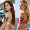 15 Sheets 3D Watercolor Flower Animal Temporary Sleeve Tattoos Adults, Waterproof Half Arm Floral Stickers Women Men, LongLasting Rose Eagle Butterfly Agle Parties Festivals Accessories
